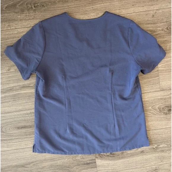 FIGS Technical Collection Scrub‎ Top V-Neck Short Sleeve Blue Gray Large Nurse - Picture 2 of 5